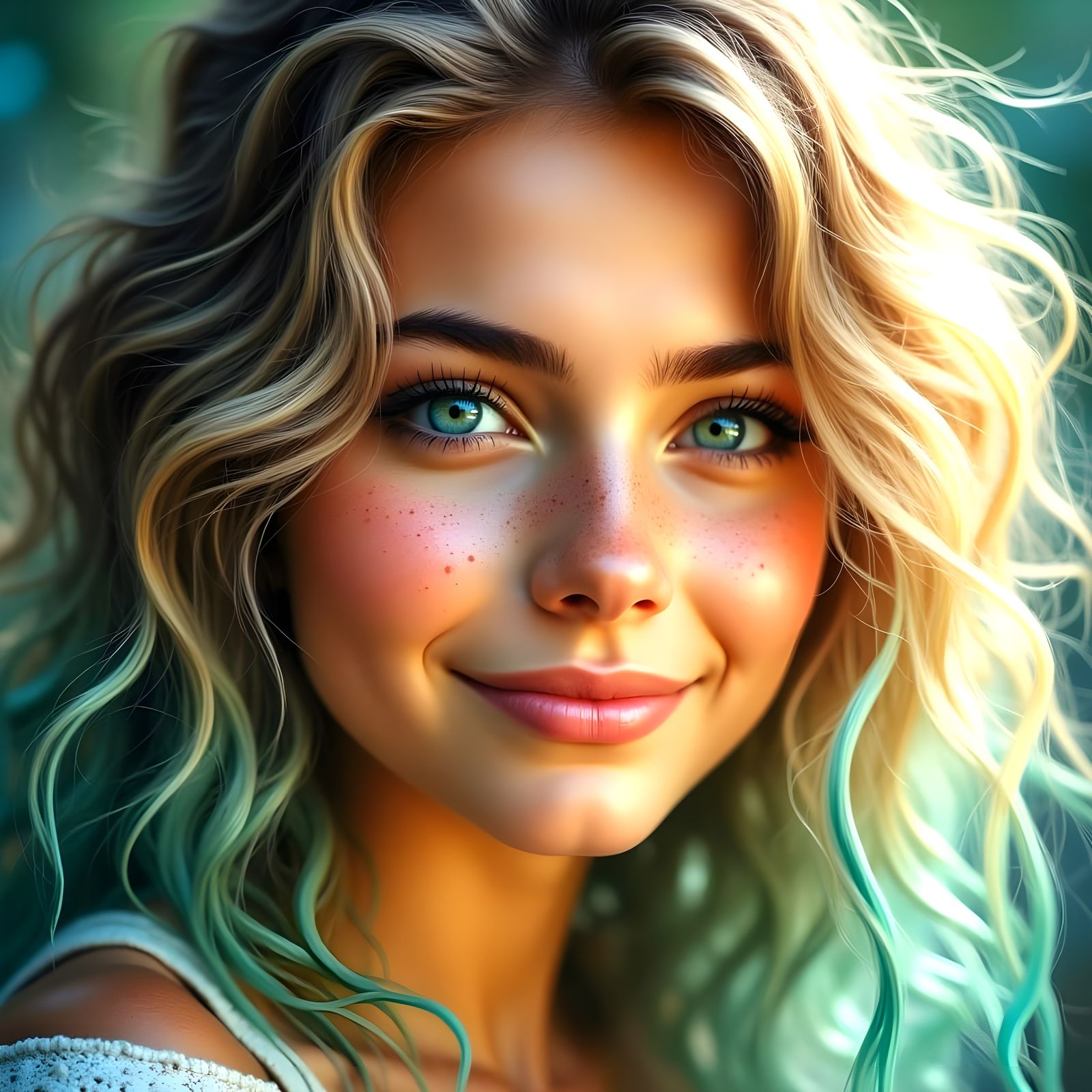 Ethereal Beauty with Soft Smile and Bright Eyes