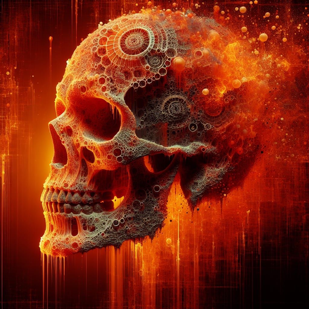 Vibrant 3D Skull Bas-Relief in Dia de los Muertos Style