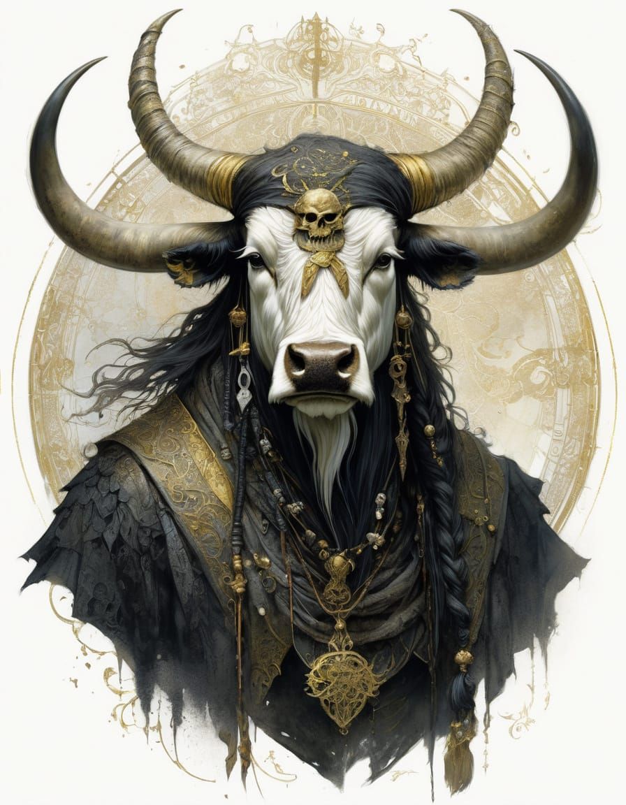 Pirate Longhorn Steer in Surrealist Style
