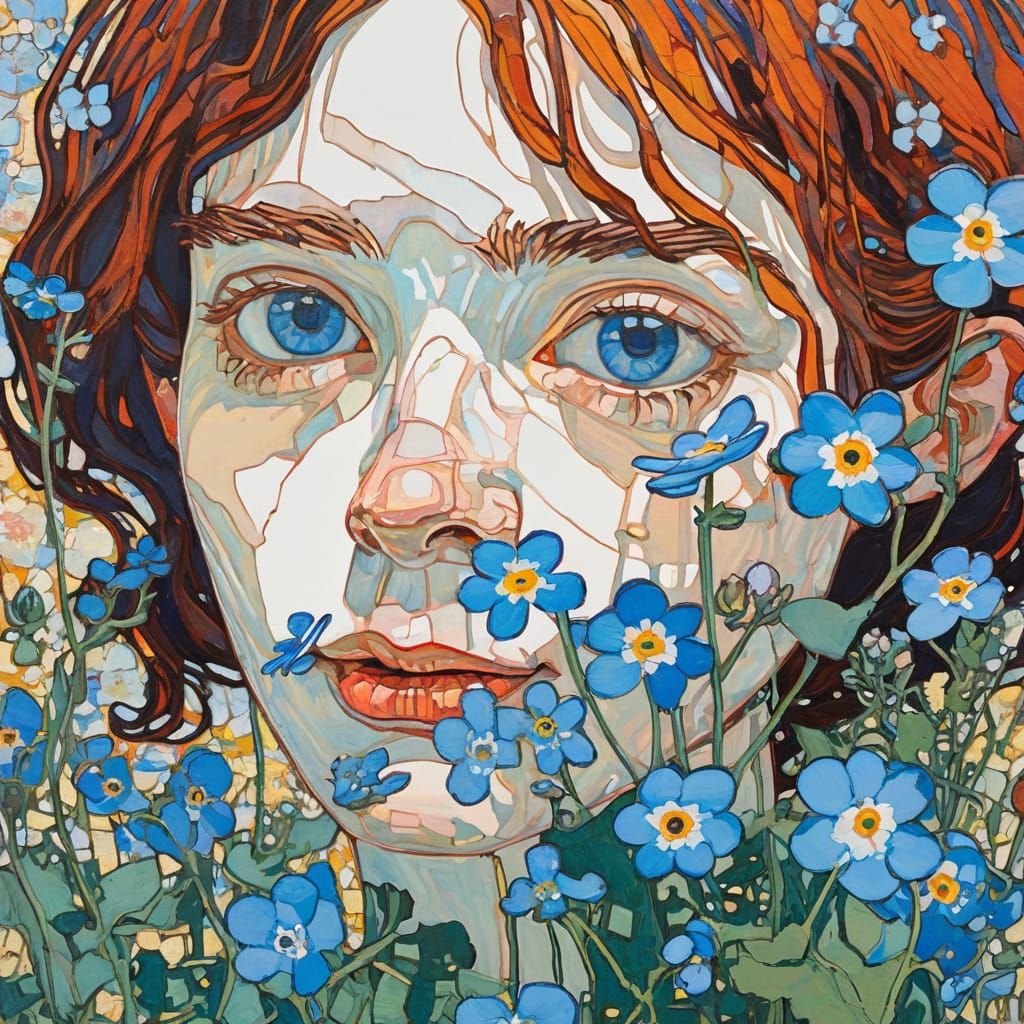 Forget-Me-Nots Rendered in Expressive Painterly Style
