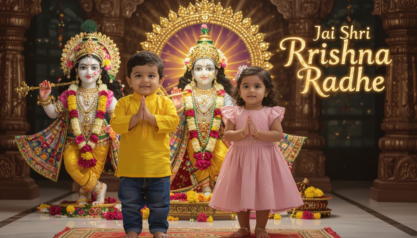 Radiant Radha Krishna YouTube Thumbnail in Spiritual Realism