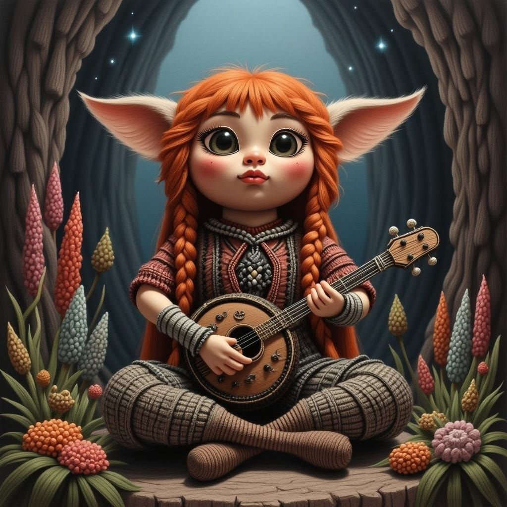 Fraggle Playing Banjo in Crystal Cave