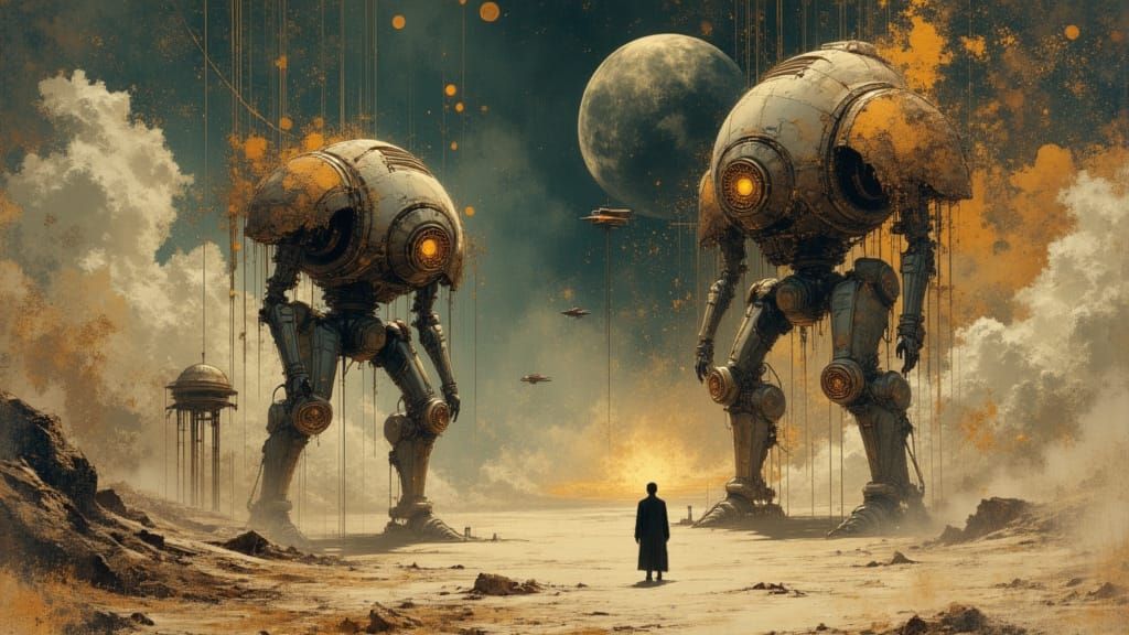 Two Mecha Robots Battle on Alien Planet