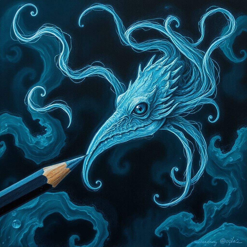 Pencil Becomes Sea Vampire in Surreal, Bioluminescent Style