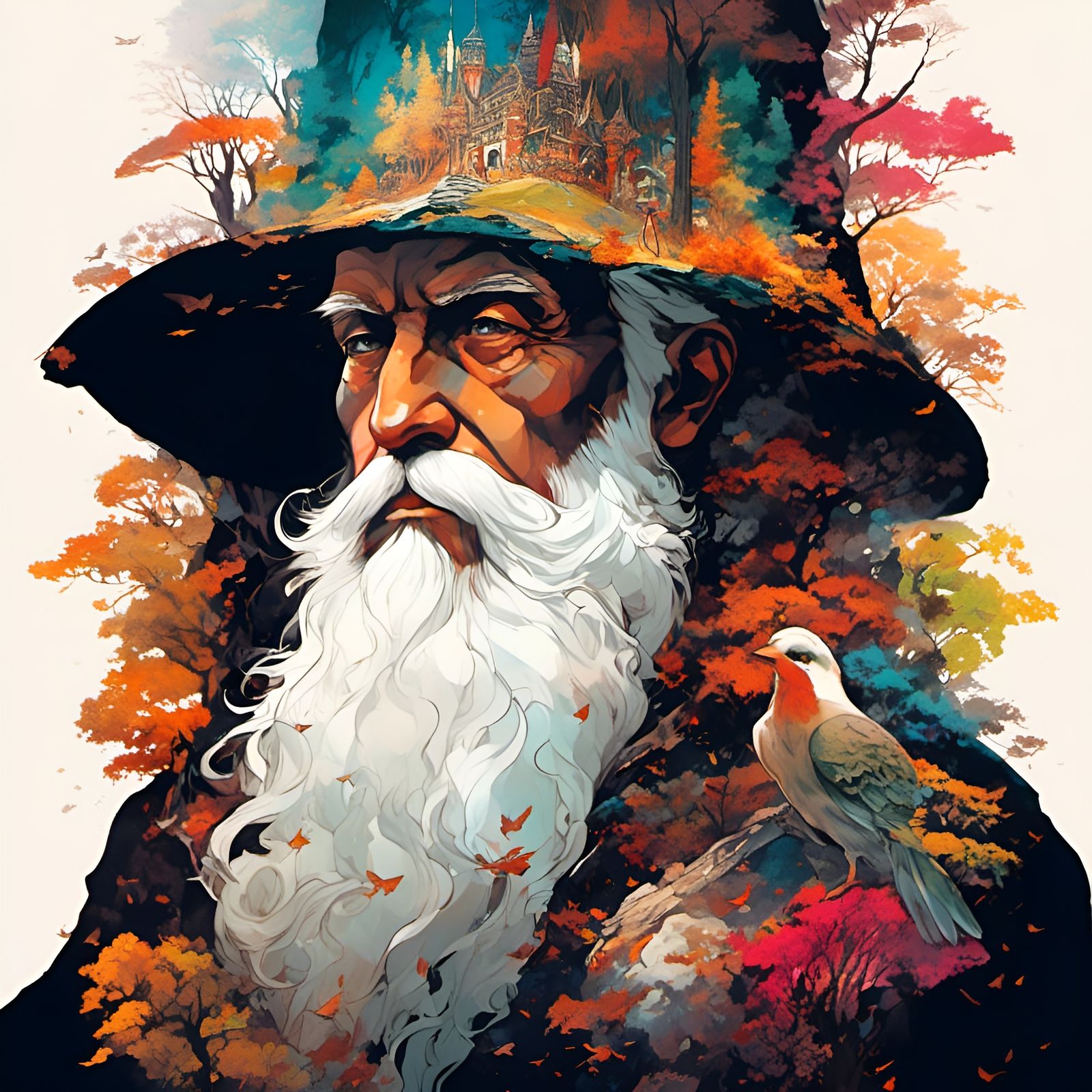 Enchanted Druid: Double Exposure Manhwa Forest Portrait