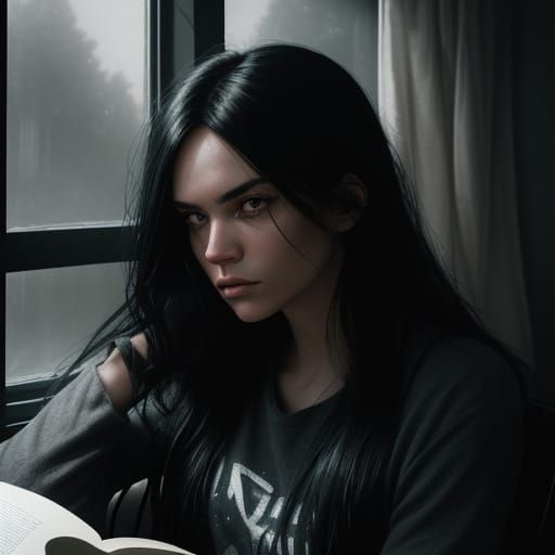 Mysterious Rock Girl in Moody, Atmospheric Lighting