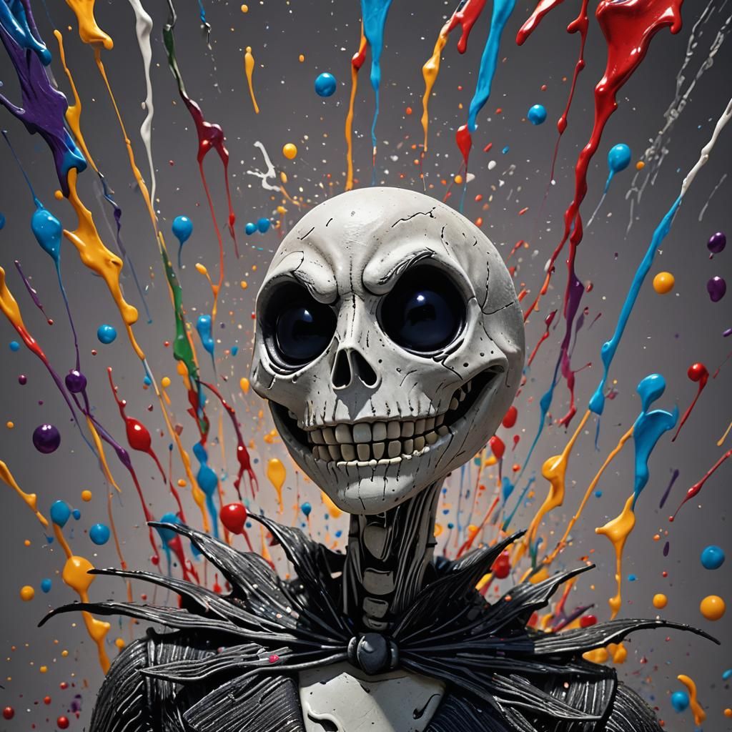 Hyperrealistic Jack Skellington Splash Art Portrait