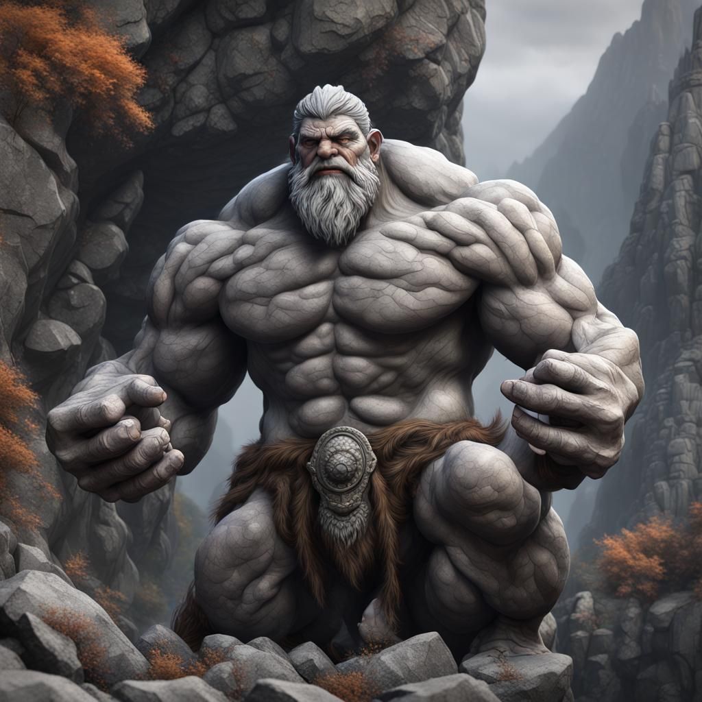 Majestic Stone Giant in Mountainous Landscape