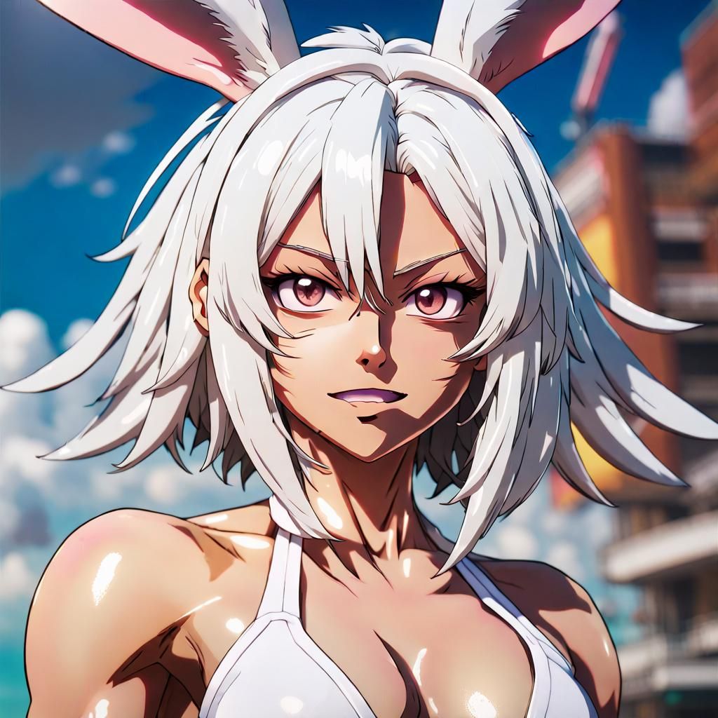 Hyperrealistic Mirko in White Bikini Splash Art