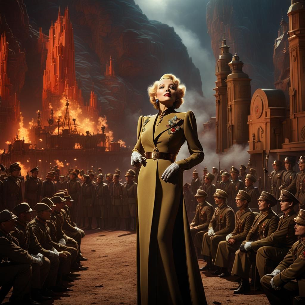 Marlene Dietrich Sings for Soldiers: Detailed Matte Painting
