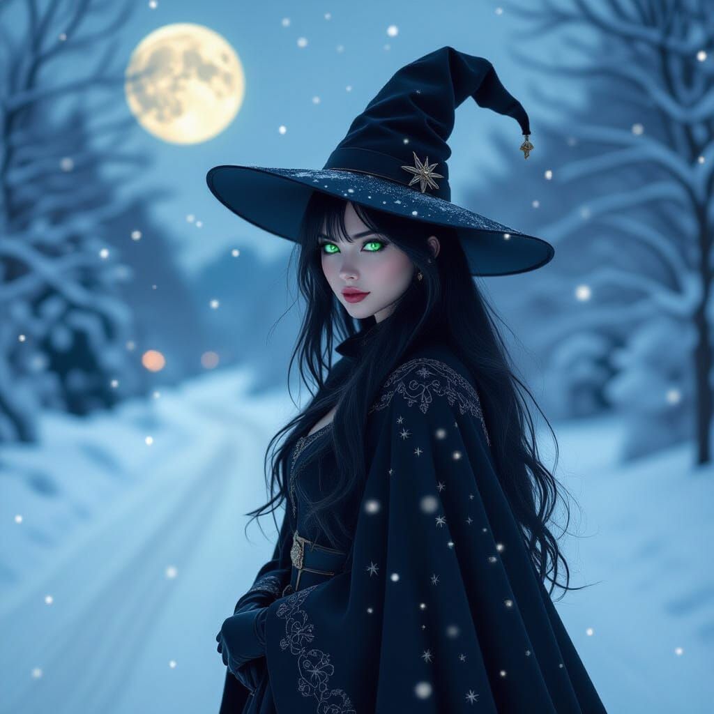 A witch on a winter road