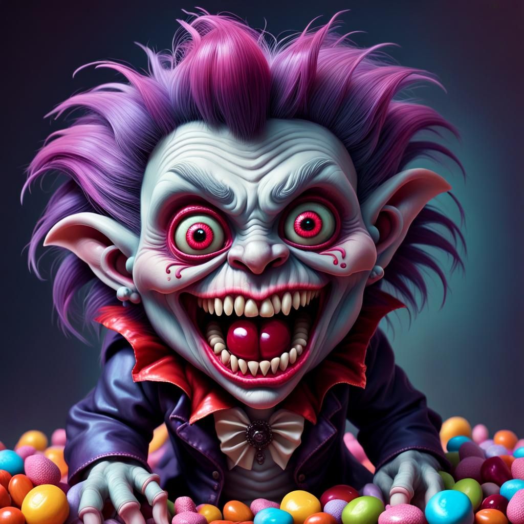 Scary Vampire Troll Doll in Candy Art Style