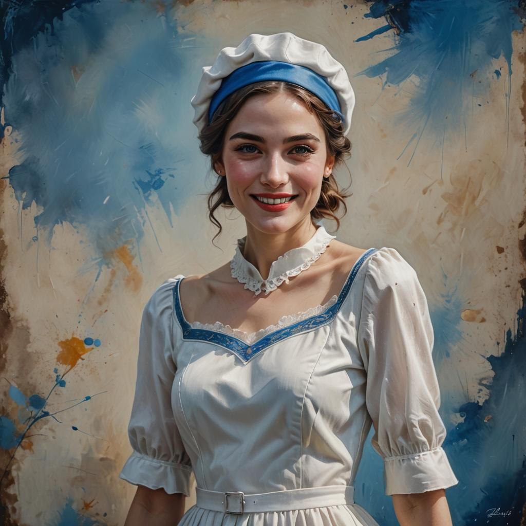 Woman in Beret with Soft Vintage Glow, Photorealistic