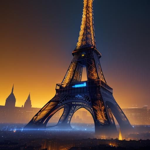 Eiffel Tower with Magical Lights, Fantasy Art