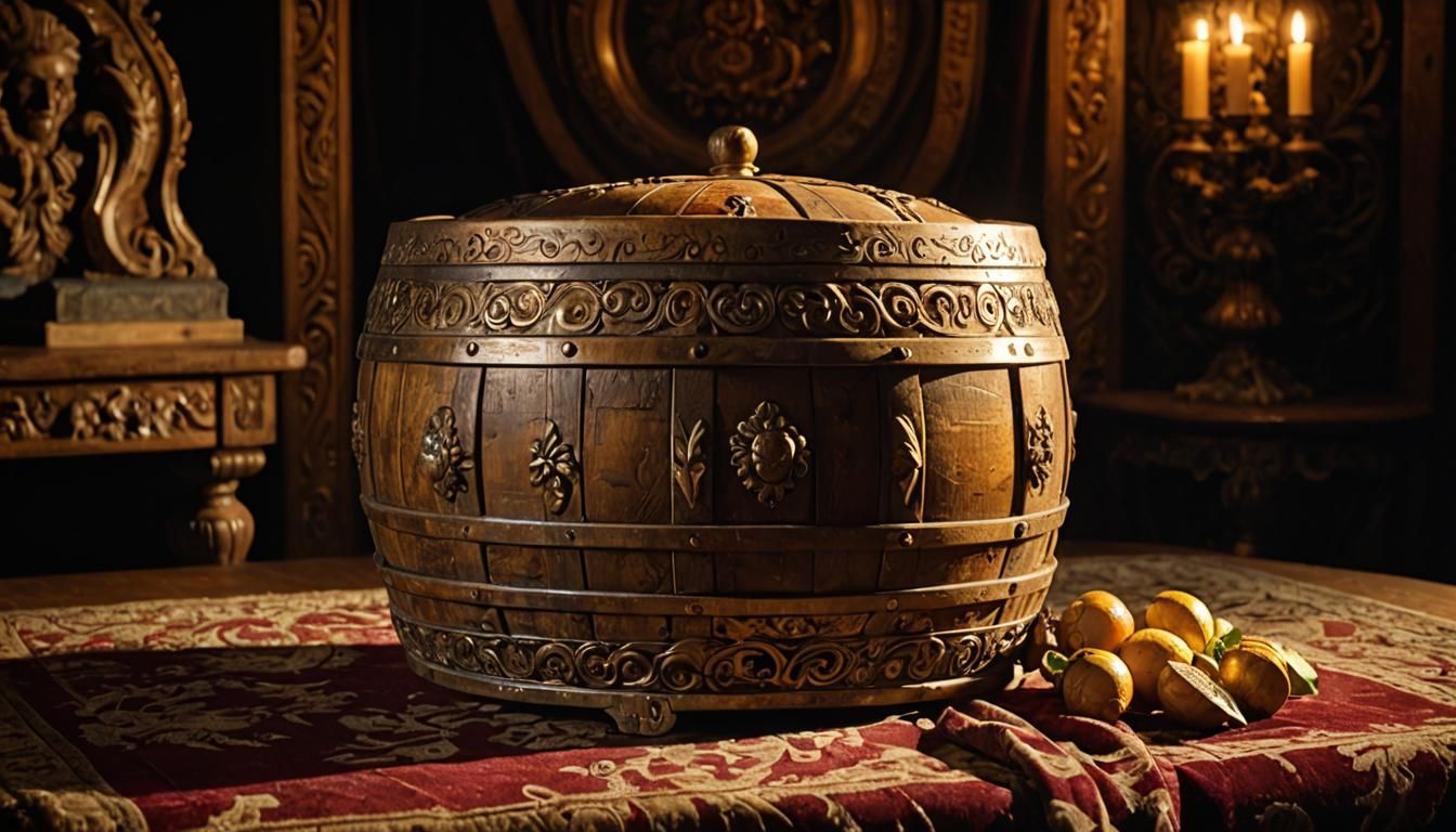 Baroque Still Life: Antique Wooden Barrel