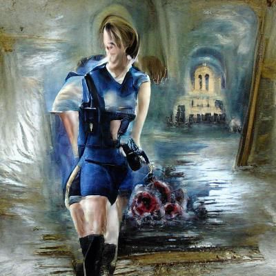 Jill Valentine Oil Painting Concept Art