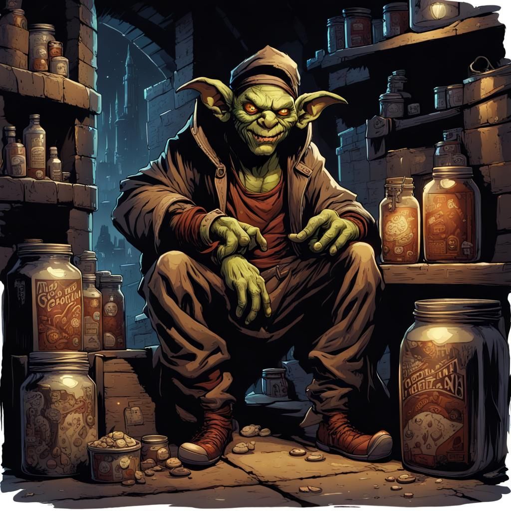 High Fantasy Goblin Drug Dealer Concept Art