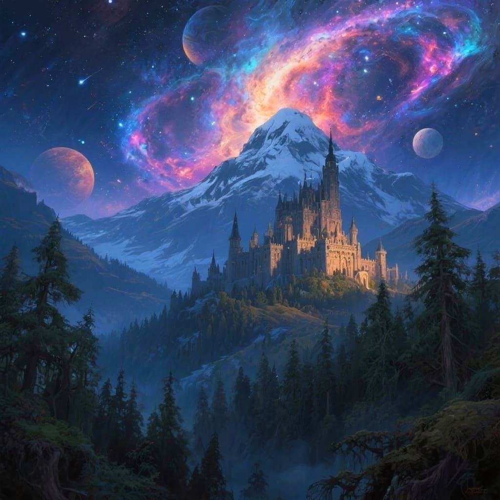 Majestic Kingdom Under Cosmic Sky