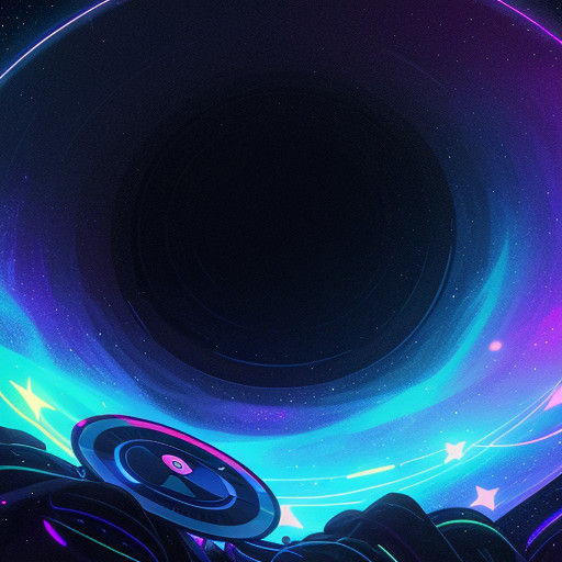 Shining Cosmic Vinyl Record in Vibrant Neon Light