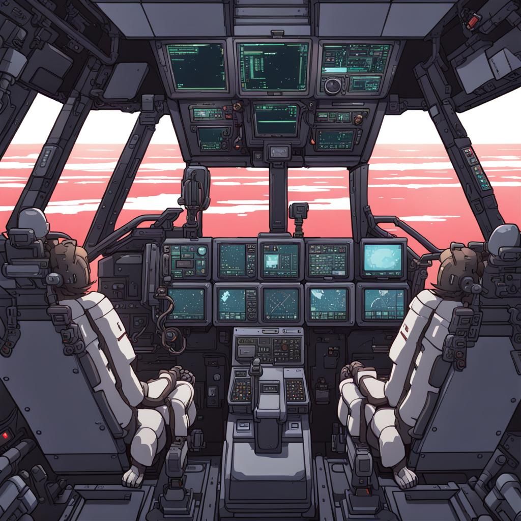 Mech Cockpit First-Person View in Pixel Art