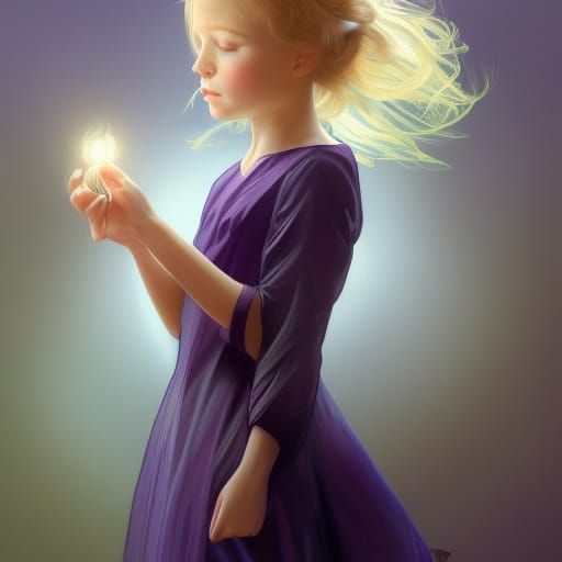 Blonde Girl Portrait in Dynamic Lighting