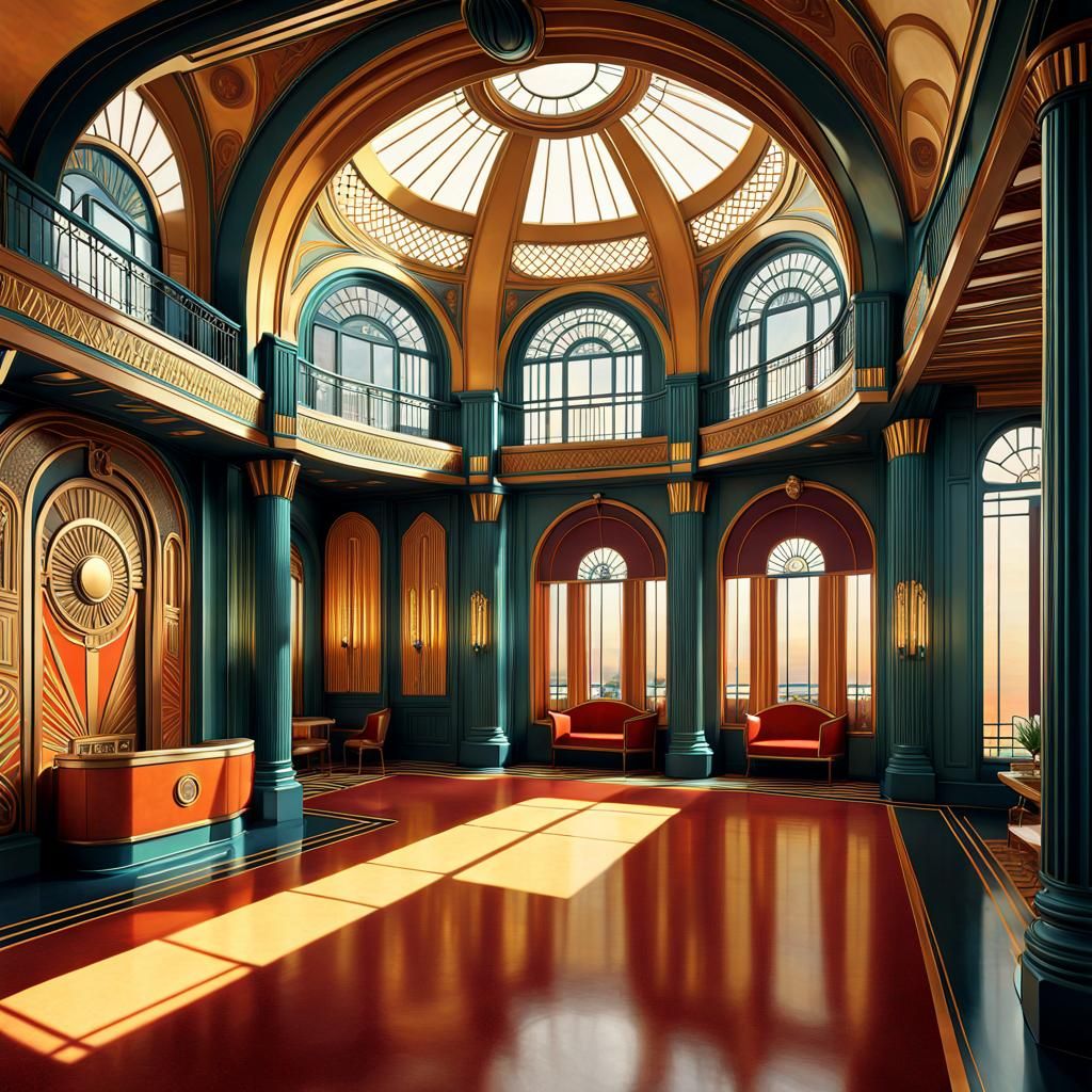 Art Deco Interior with Nouveau Design in 1920s Style