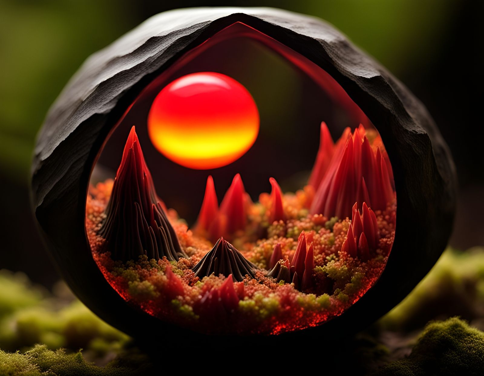 Molten Glass Cubes and Moss Agate Landscape