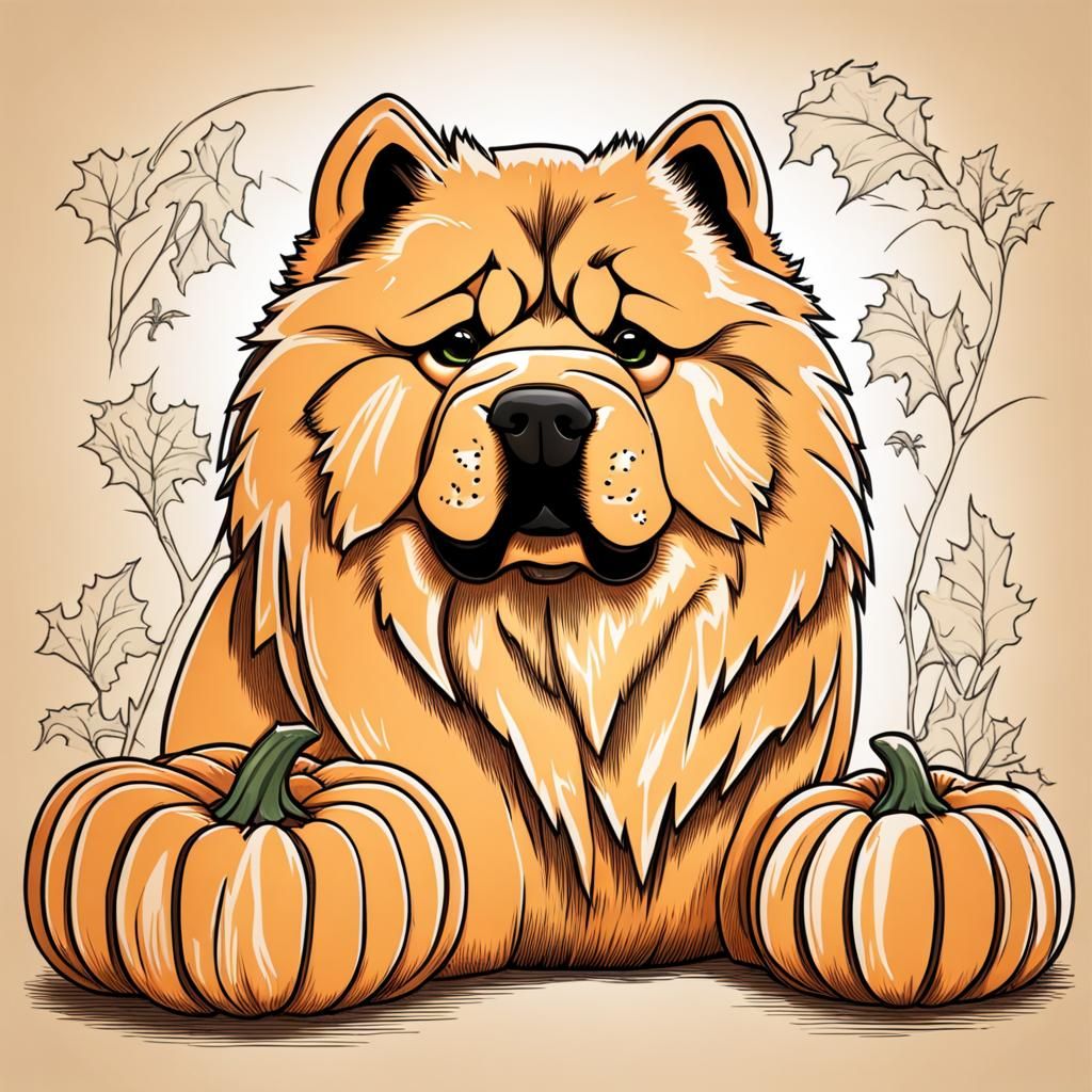 Pumpkin Carving of a Chow Chow Dog