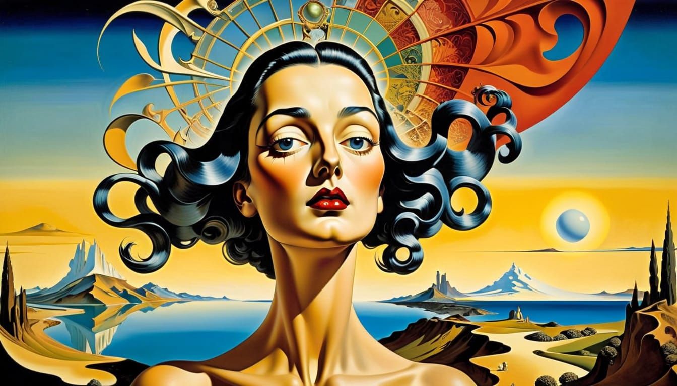 Surreal Art Deco Image in Fragmented Style
