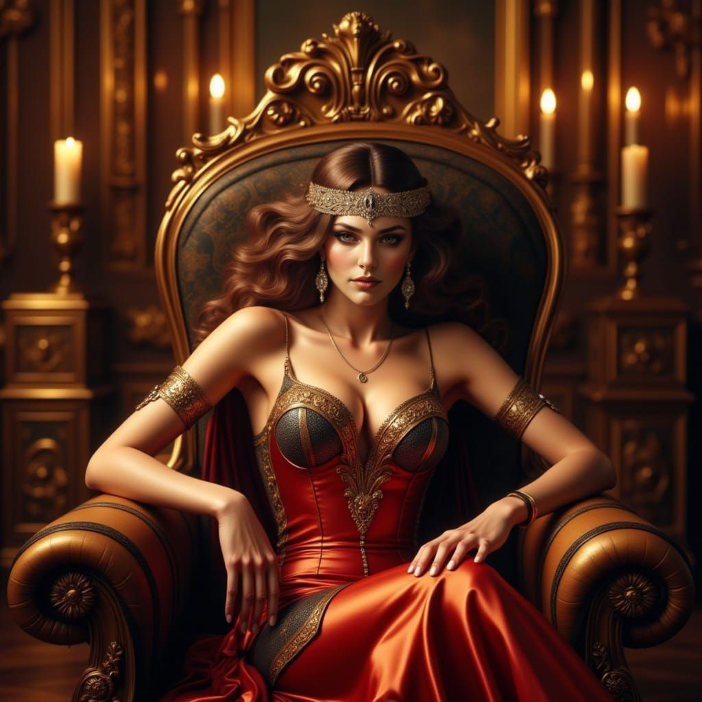 A Majestic Queen in Elegant Royal Attire