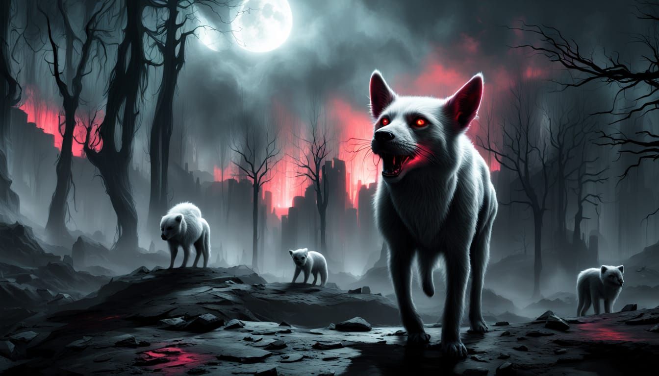 Lone Figure in Neon City - Horror Digital Painting