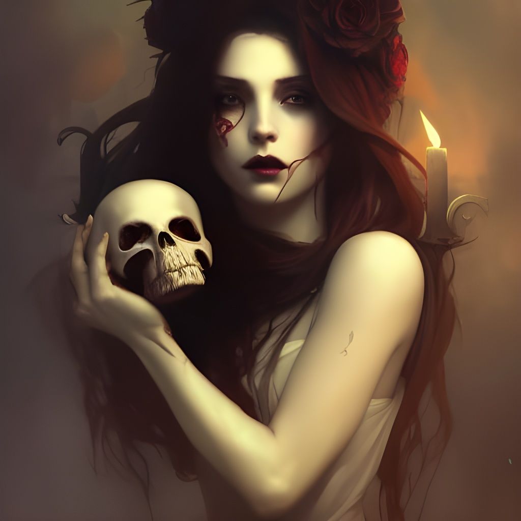 Gothic Fairy with Skull in Dark Fantasy Art