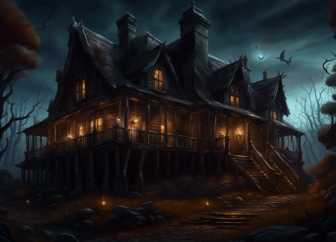 Spooky Lodge in Hyperdetailed Digital Painting