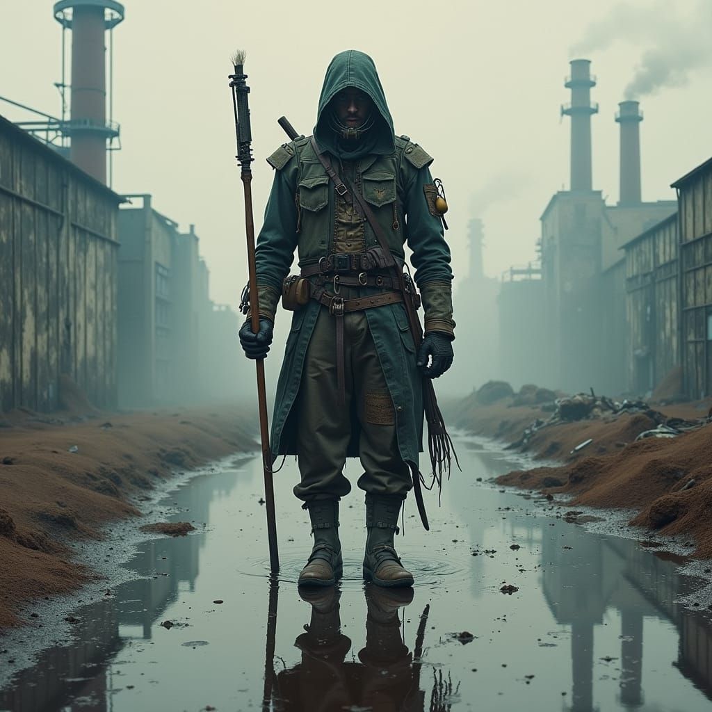 Post-Apocalyptic Reflection in Oil Painting Style