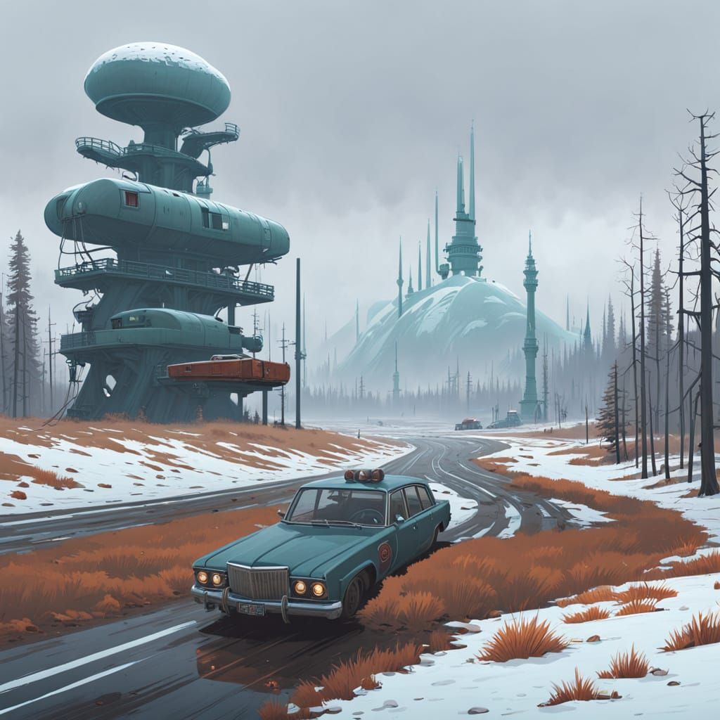 Post-apocalyptic Wasteland in a Futuristic Art Style
