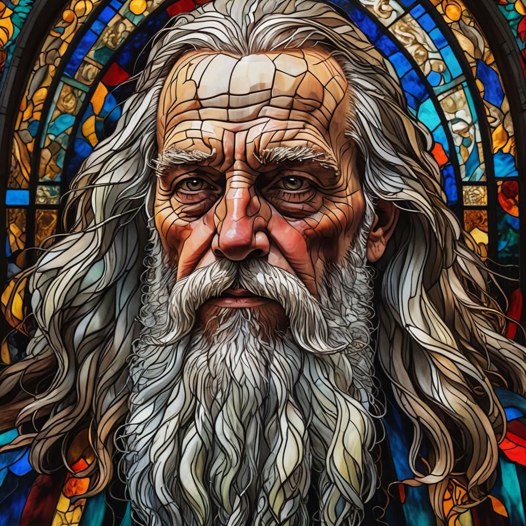 Stained Glass Portrait of an Old Man