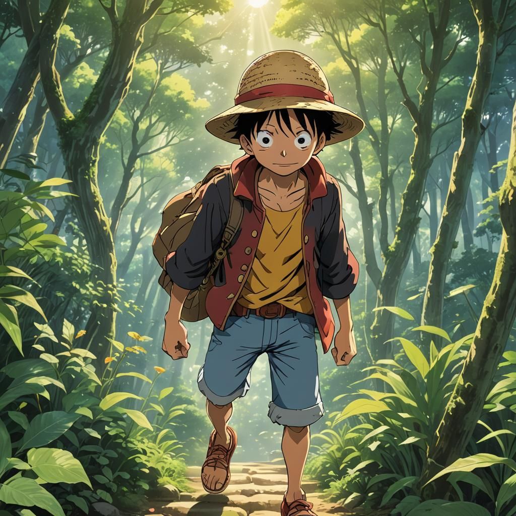 Luffy in Studio Ghibli Anime Style