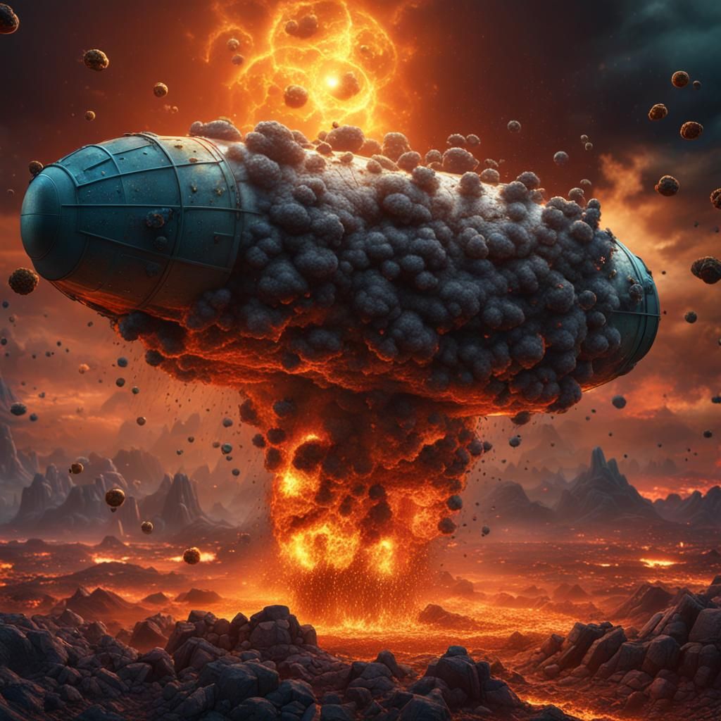 Detailed Nuclear Bomb Matte Painting in Deep Color