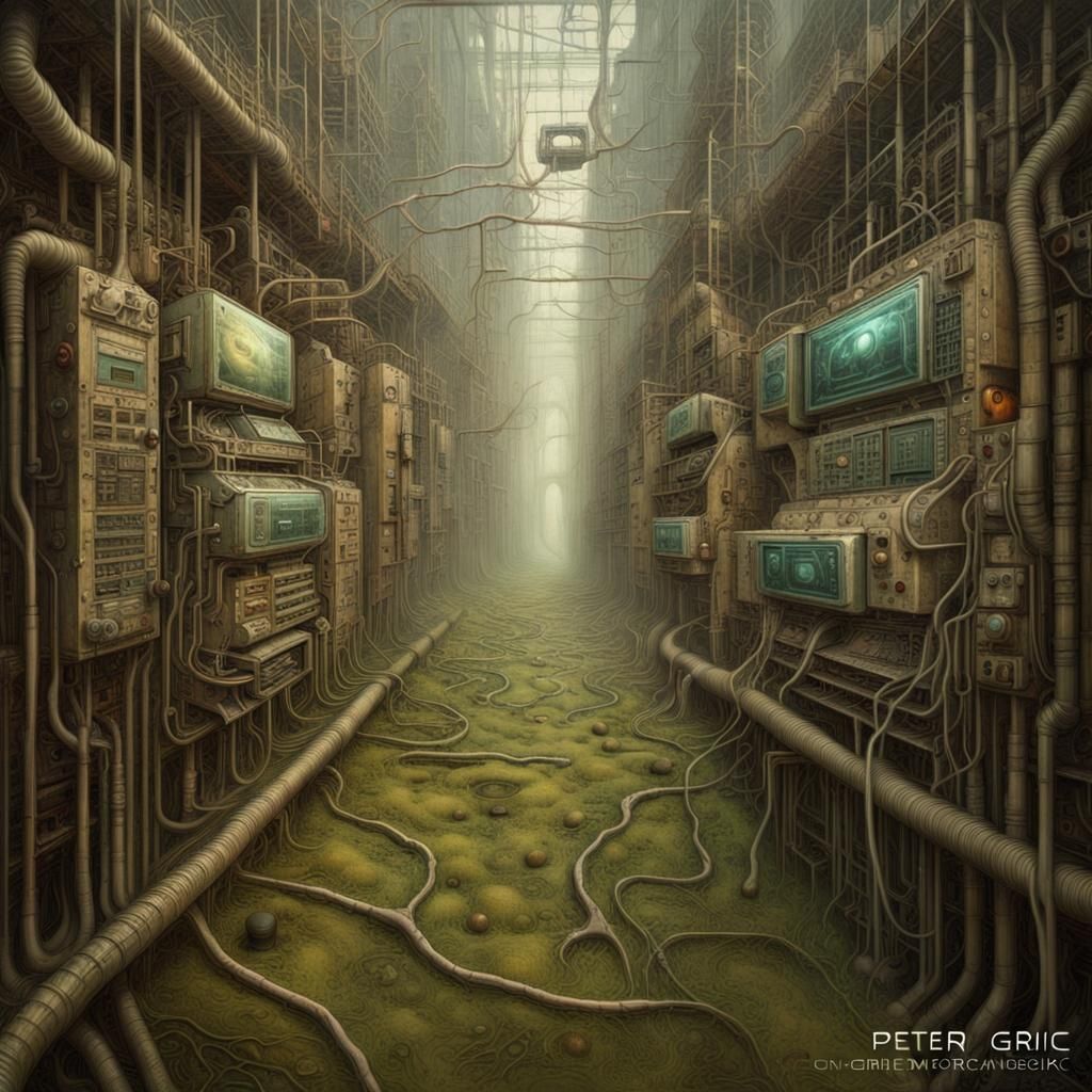 Organic Motherboard Android in Biomechanical Style