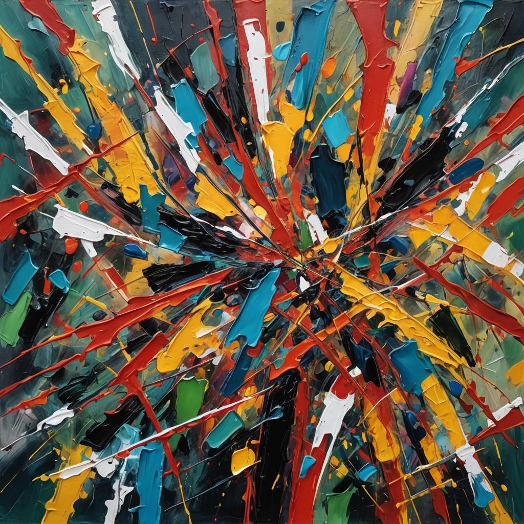 Abstract Expressionist Painting with Symmetric Shapes