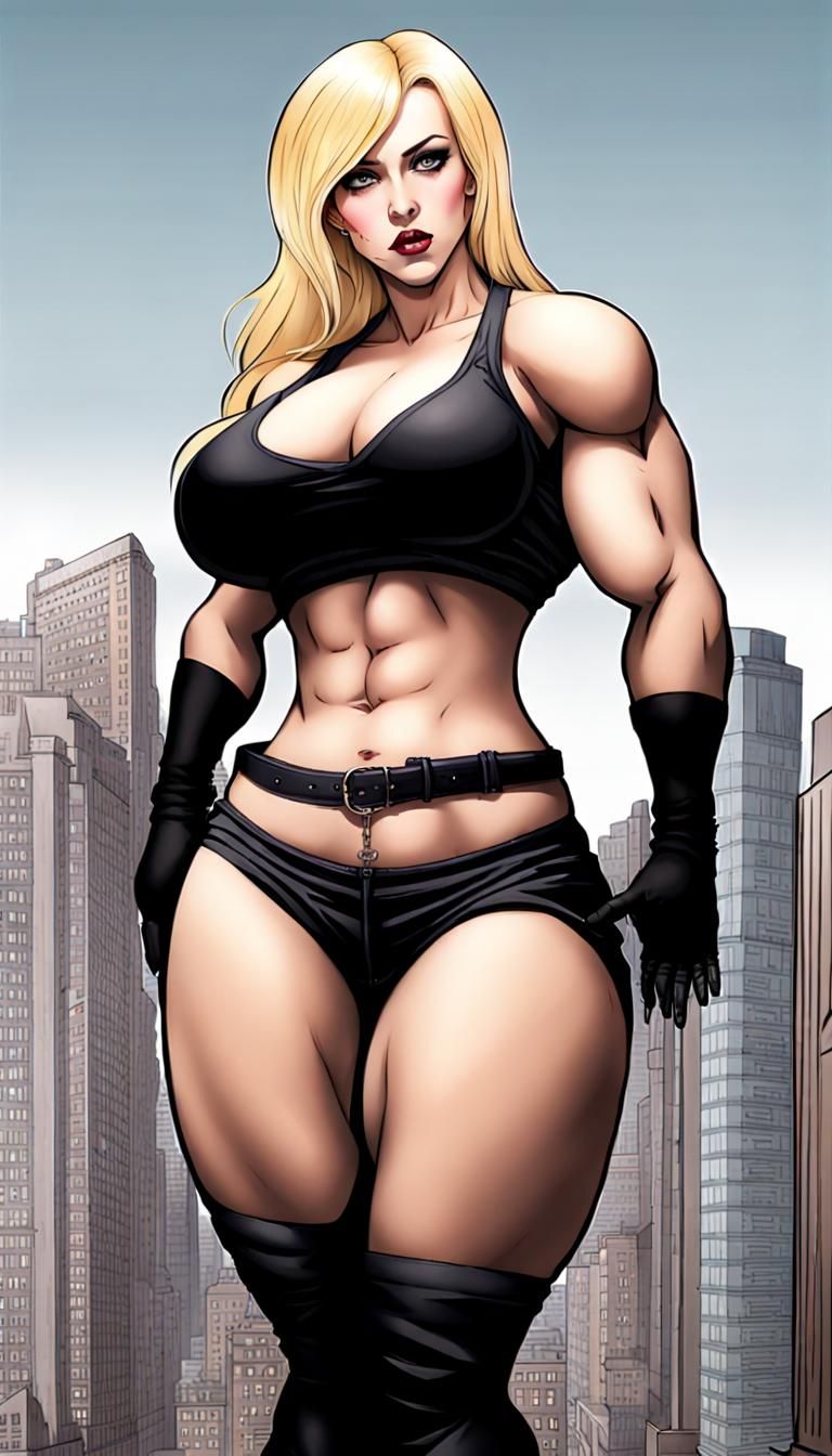 Goth Giantess: A Powerful Blonde Woman