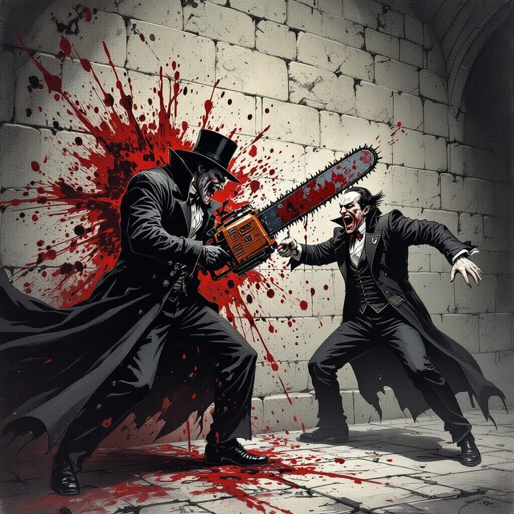 Gory Horror Scene: Jack the Ripper vs Dracula