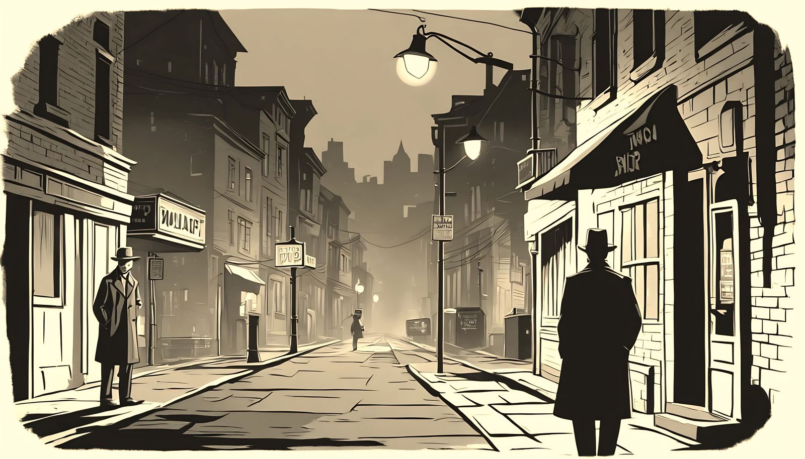 Detective Solves Mystery in Noir Town: Vintage Cartoon
