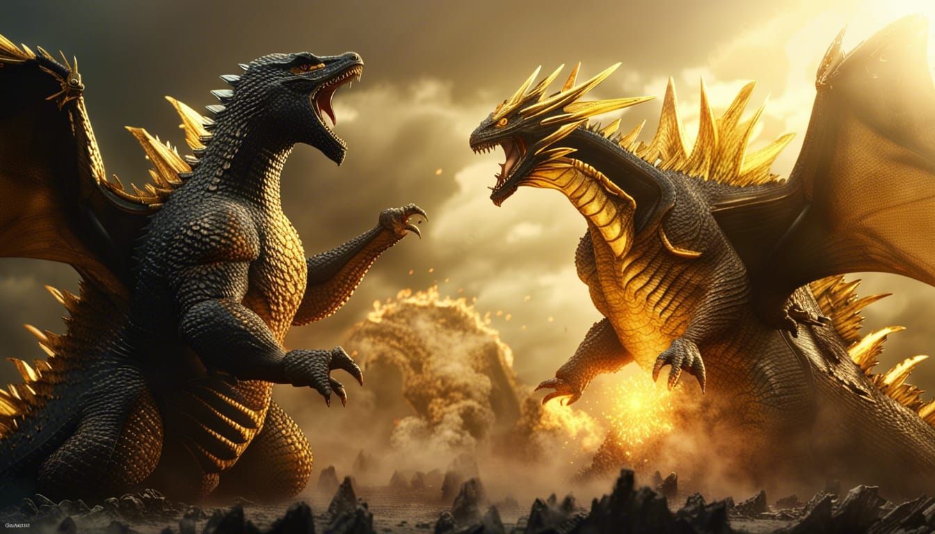 Godzilla fighting manmade clone from Godzilla Park