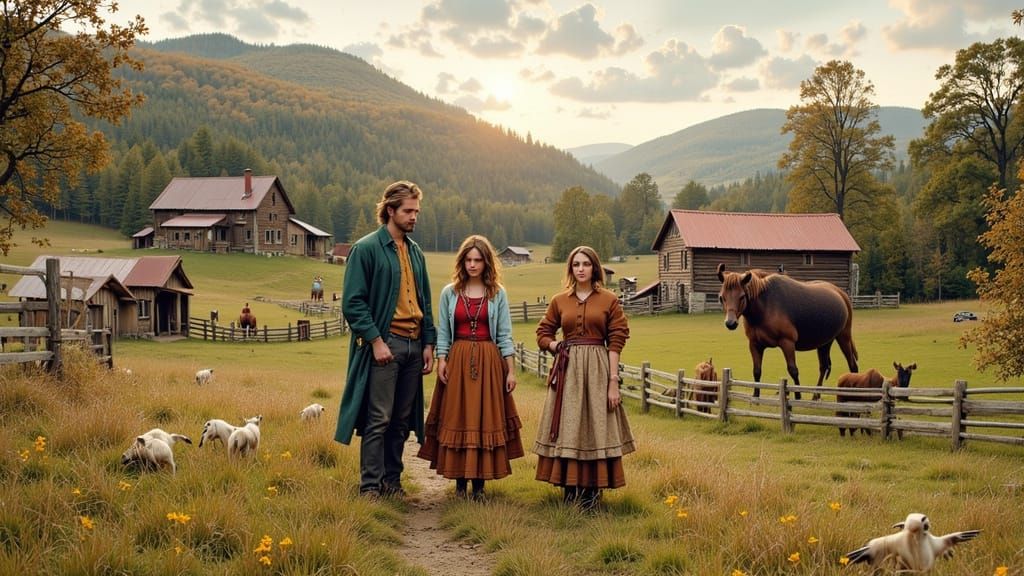 Appalachian Community Inspired by Grant Wood and Kinkade