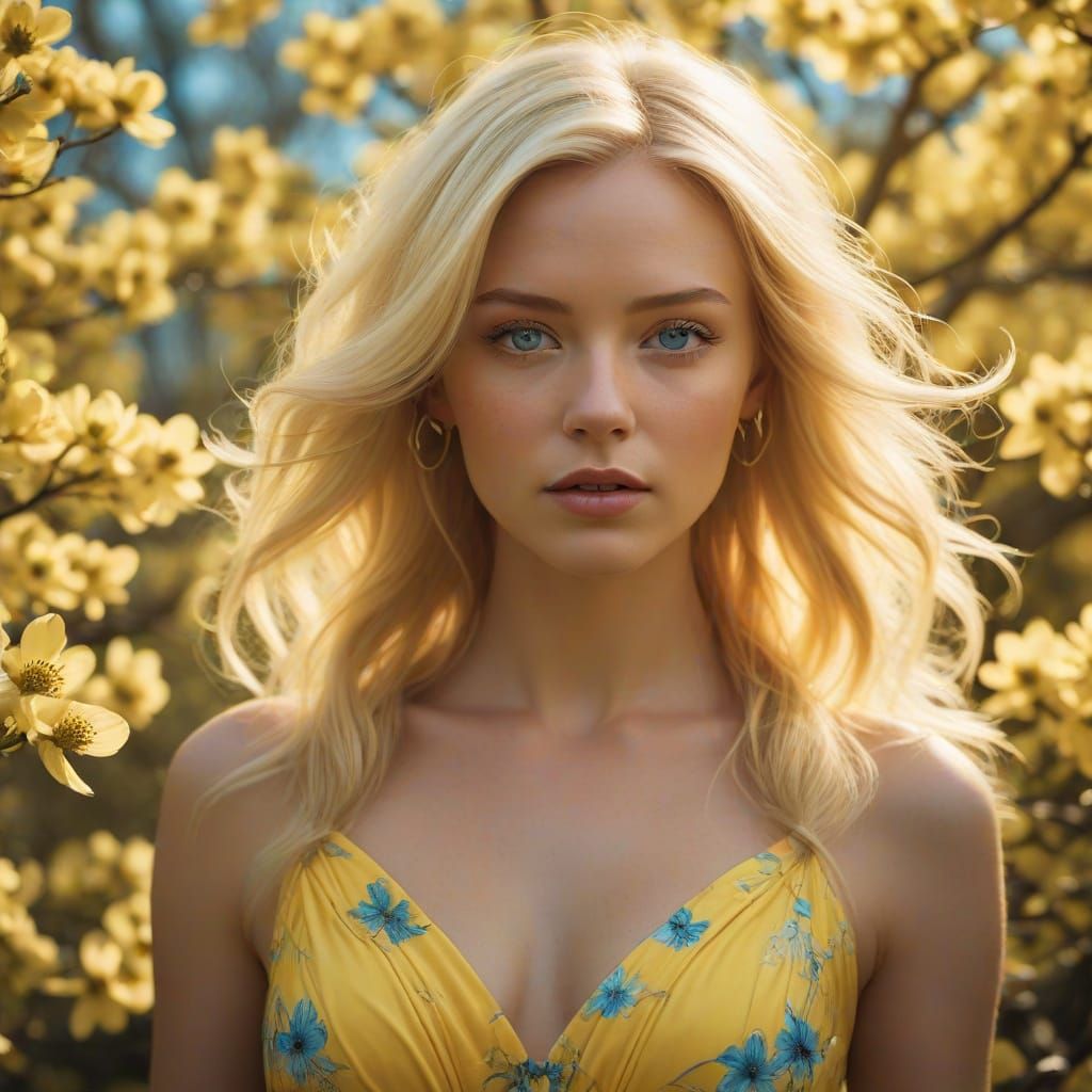 Southern Belle in Bioluminescent Alien Dogwood Field