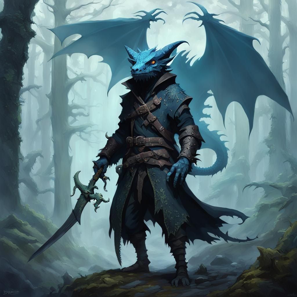 Blue Kobold Pirate in Dark Fantasy Style