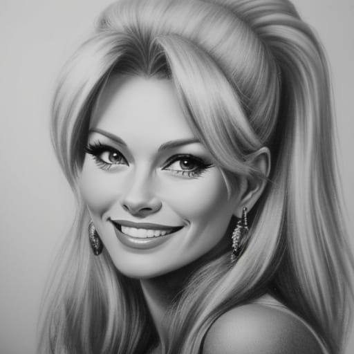 Brigitte Bardot Portrait in Charcoal Drawing Style