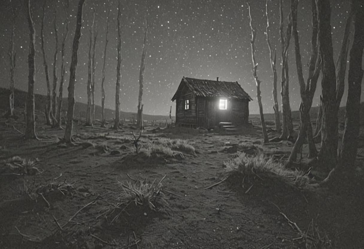 Dark Baroque Hut Under Starry Night