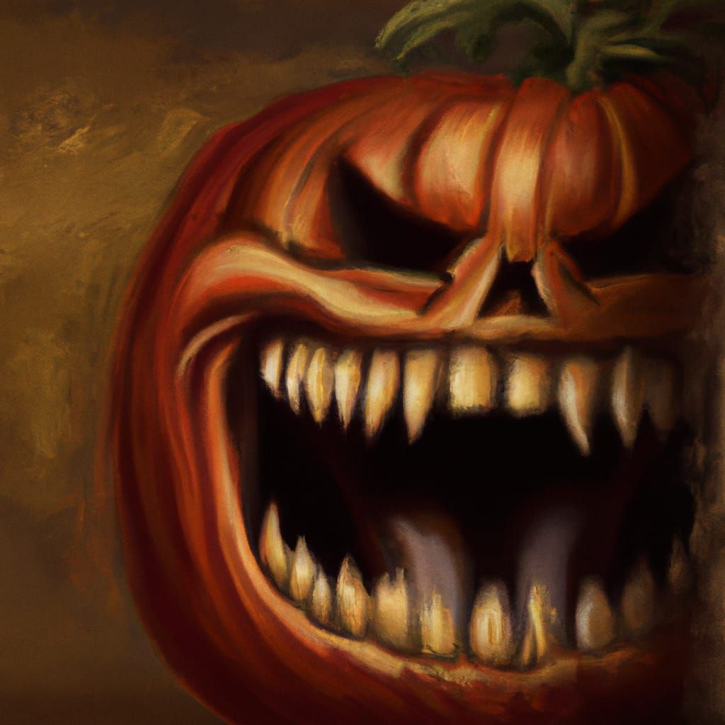 Hyperrealistic Jack-o'-Lantern: A Surreal Horror Image